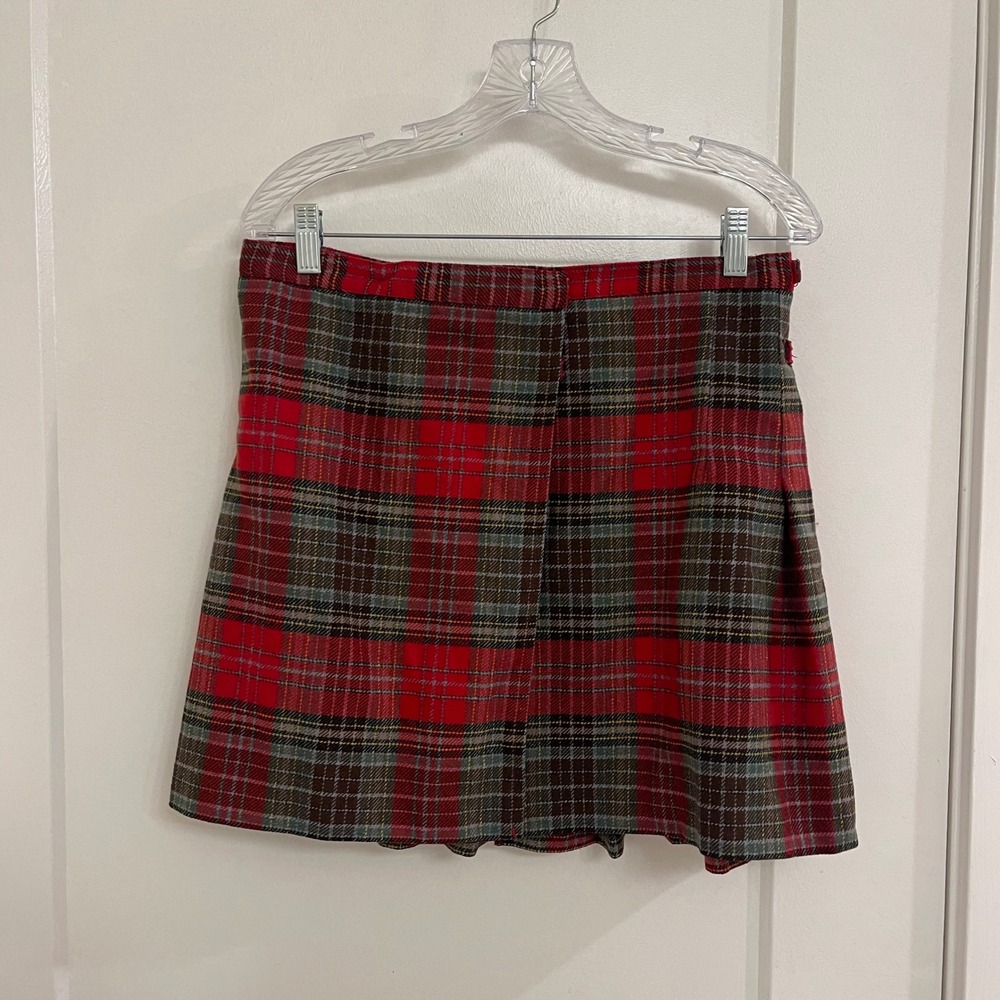 J Crew Wool Blend Red Plaid Mini Skirt Holiday‎ Fall Punk Grunge Celtic